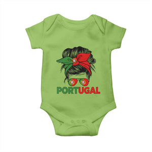 Portugal Messy Bun Girl Pride Portuguese Roots Baby Onesie