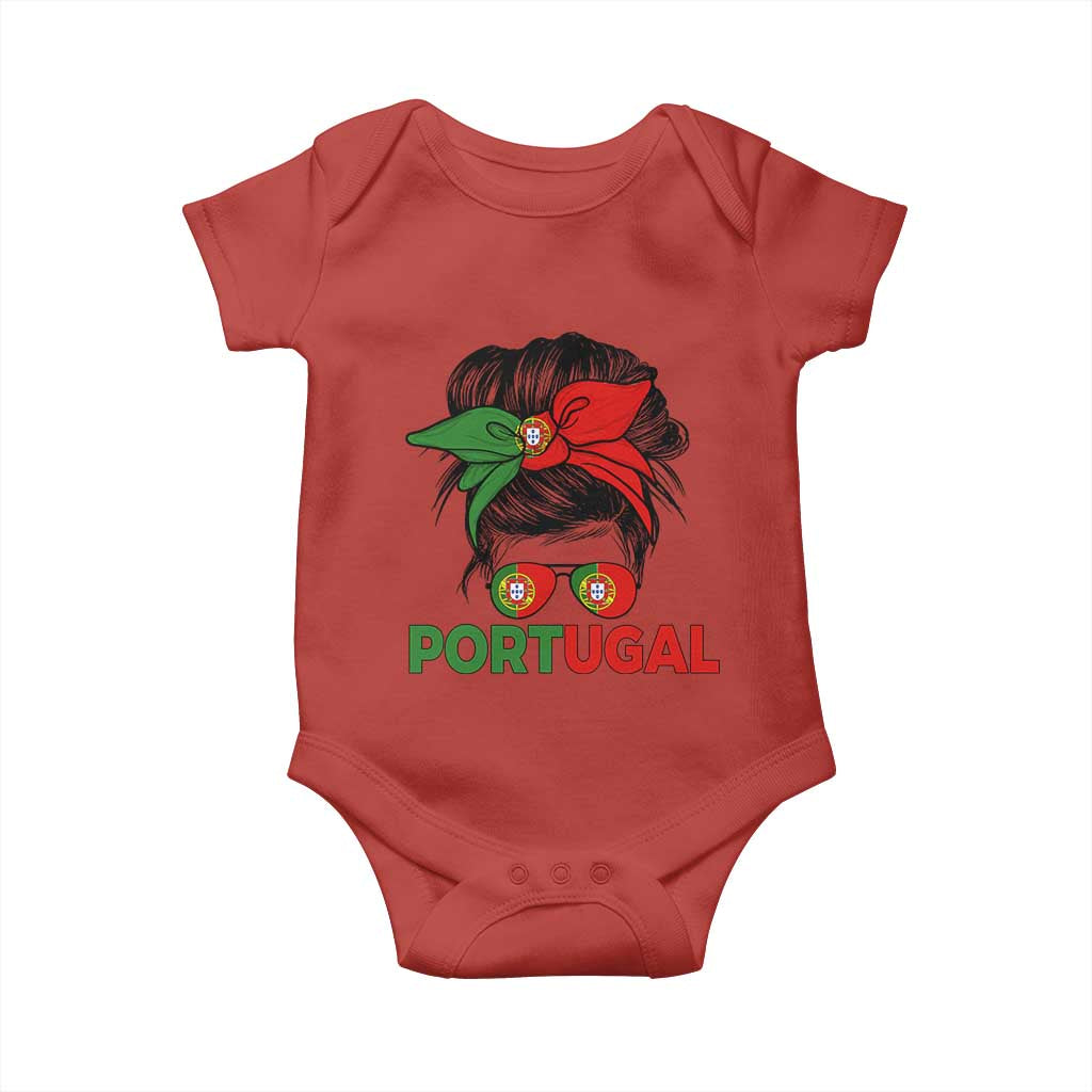 Portugal Messy Bun Girl Pride Portuguese Roots Baby Onesie
