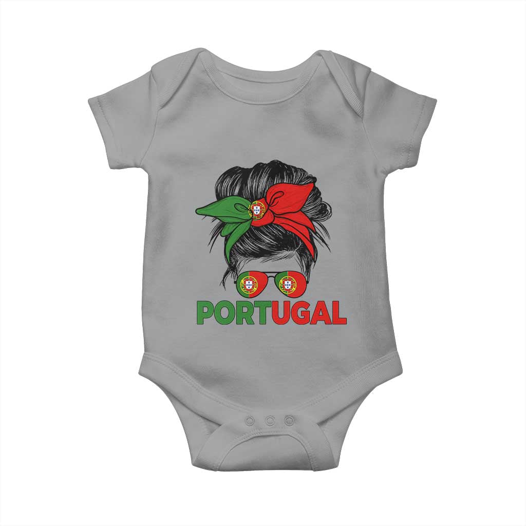 Portugal Messy Bun Girl Pride Portuguese Roots Baby Onesie