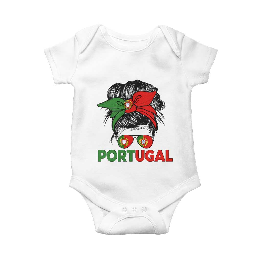 Portugal Messy Bun Girl Pride Portuguese Roots Baby Onesie TS11 White Print Your Wear