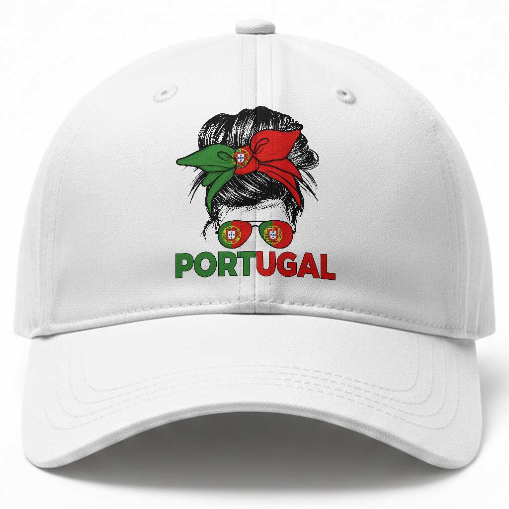 Portugal Messy Bun Girl Pride Portuguese Roots Baseball Cap