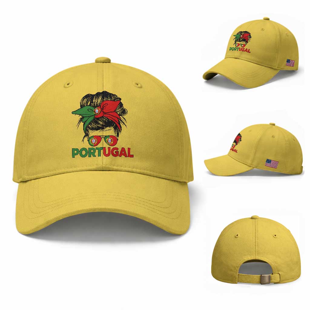 Portugal Messy Bun Girl Pride Portuguese Roots Baseball Cap