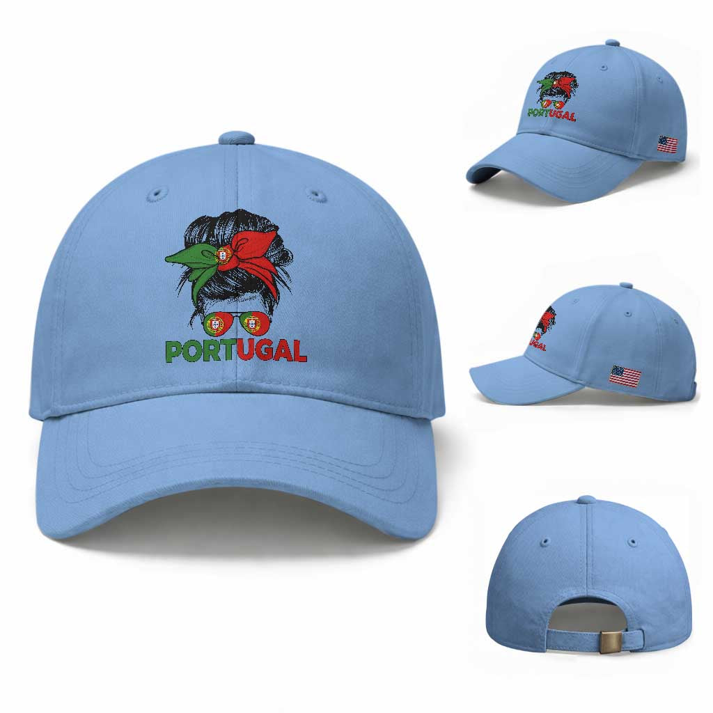 Portugal Messy Bun Girl Pride Portuguese Roots Baseball Cap