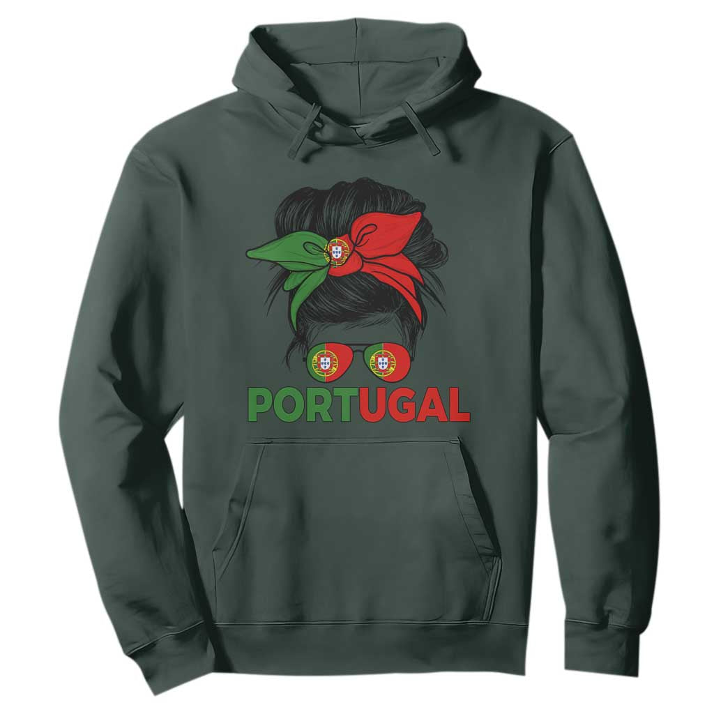 Portugal Messy Bun Girl Pride Portuguese Roots Hoodie