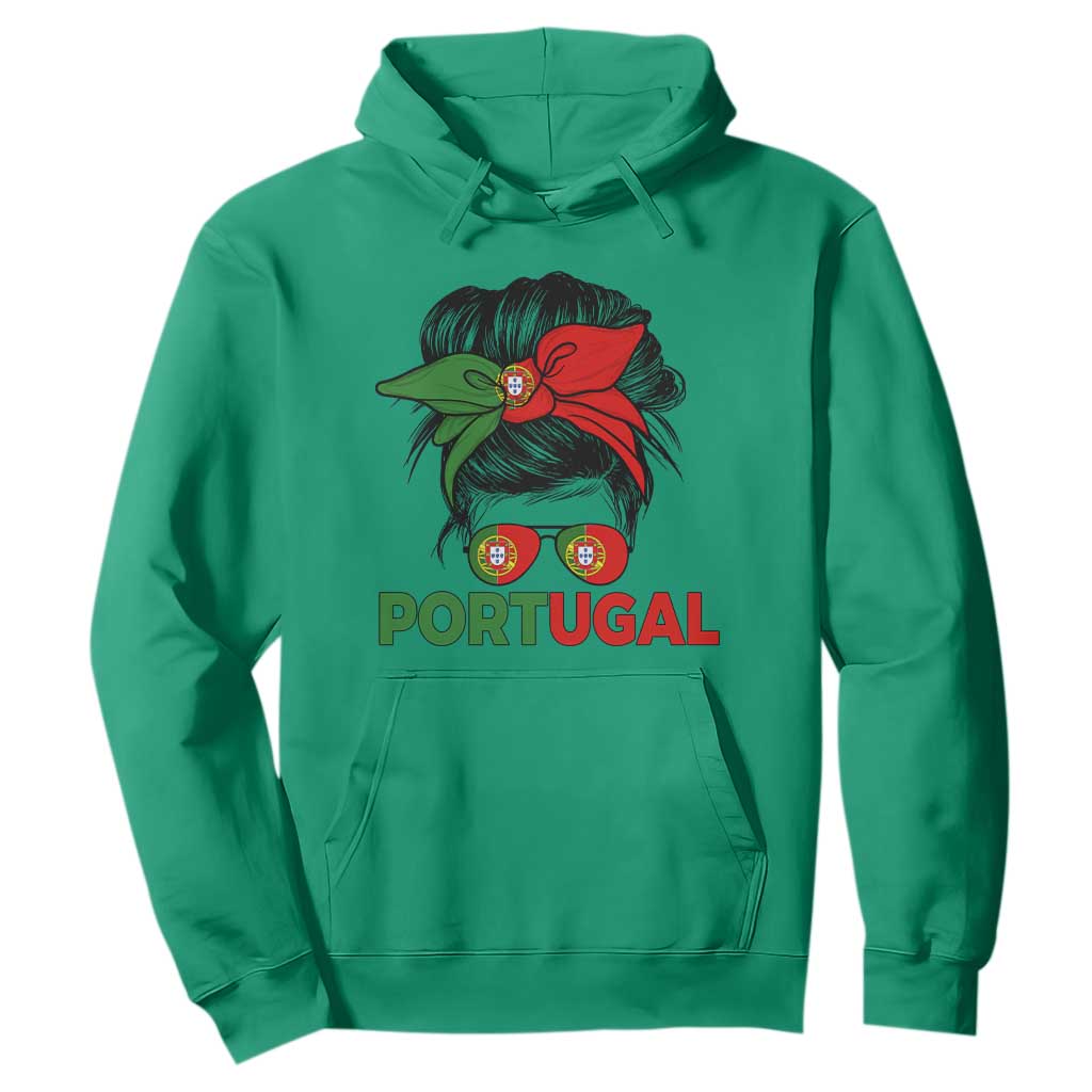 Portugal Messy Bun Girl Pride Portuguese Roots Hoodie