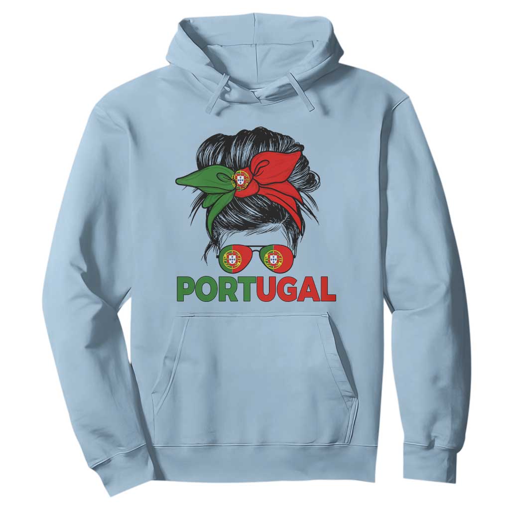 Portugal Messy Bun Girl Pride Portuguese Roots Hoodie