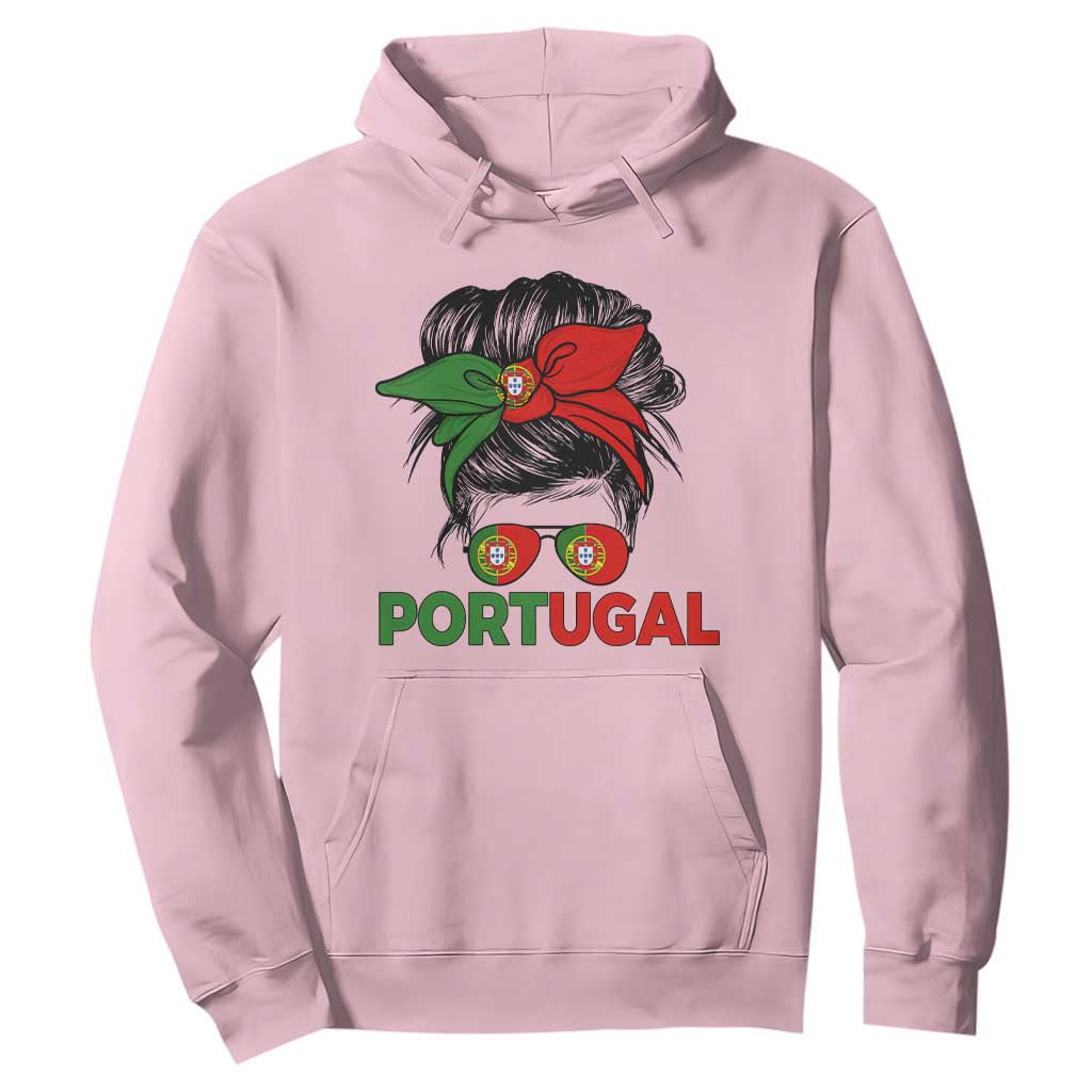 Portugal Messy Bun Girl Pride Portuguese Roots Hoodie