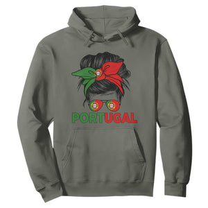 Portugal Messy Bun Girl Pride Portuguese Roots Hoodie