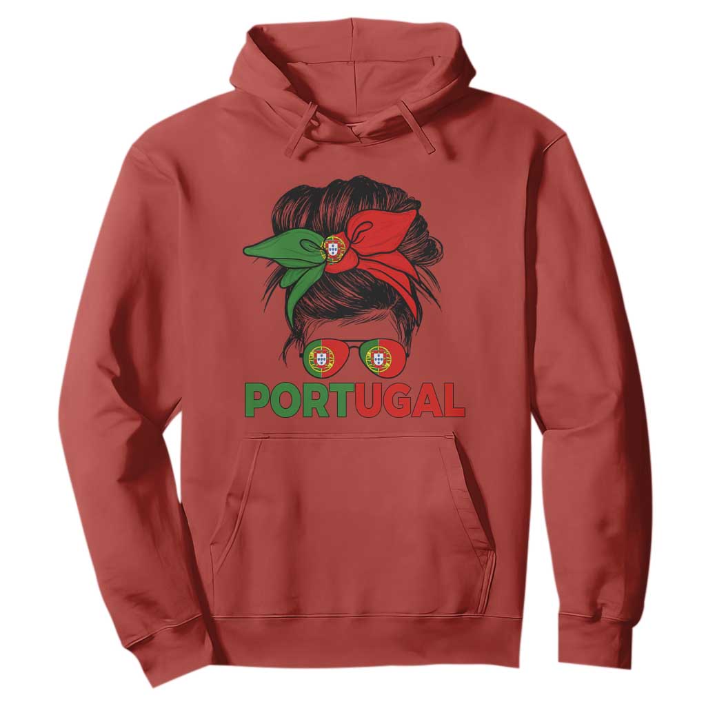 Portugal Messy Bun Girl Pride Portuguese Roots Hoodie