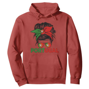 Portugal Messy Bun Girl Pride Portuguese Roots Hoodie
