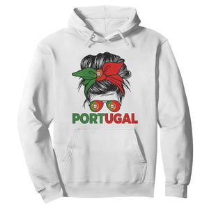 Portugal Messy Bun Girl Pride Portuguese Roots Hoodie