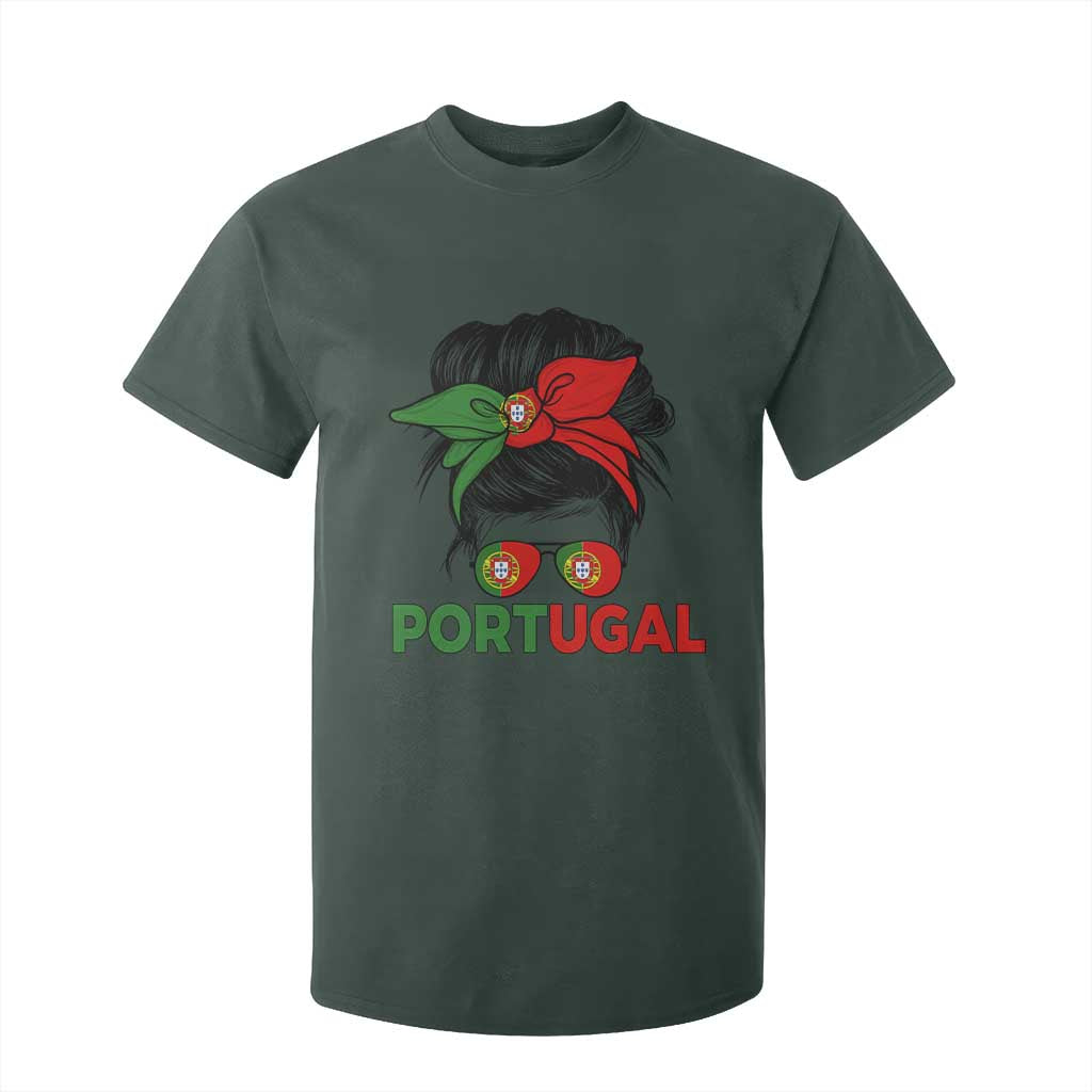 Portugal Messy Bun Girl Pride Portuguese Roots T Shirt For Kid