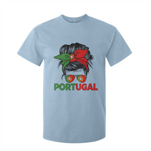 Portugal Messy Bun Girl Pride Portuguese Roots T Shirt For Kid