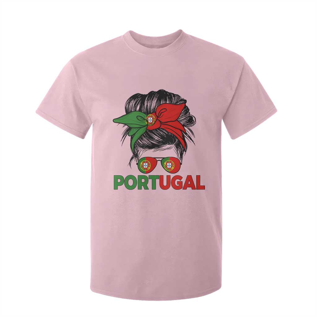Portugal Messy Bun Girl Pride Portuguese Roots T Shirt For Kid