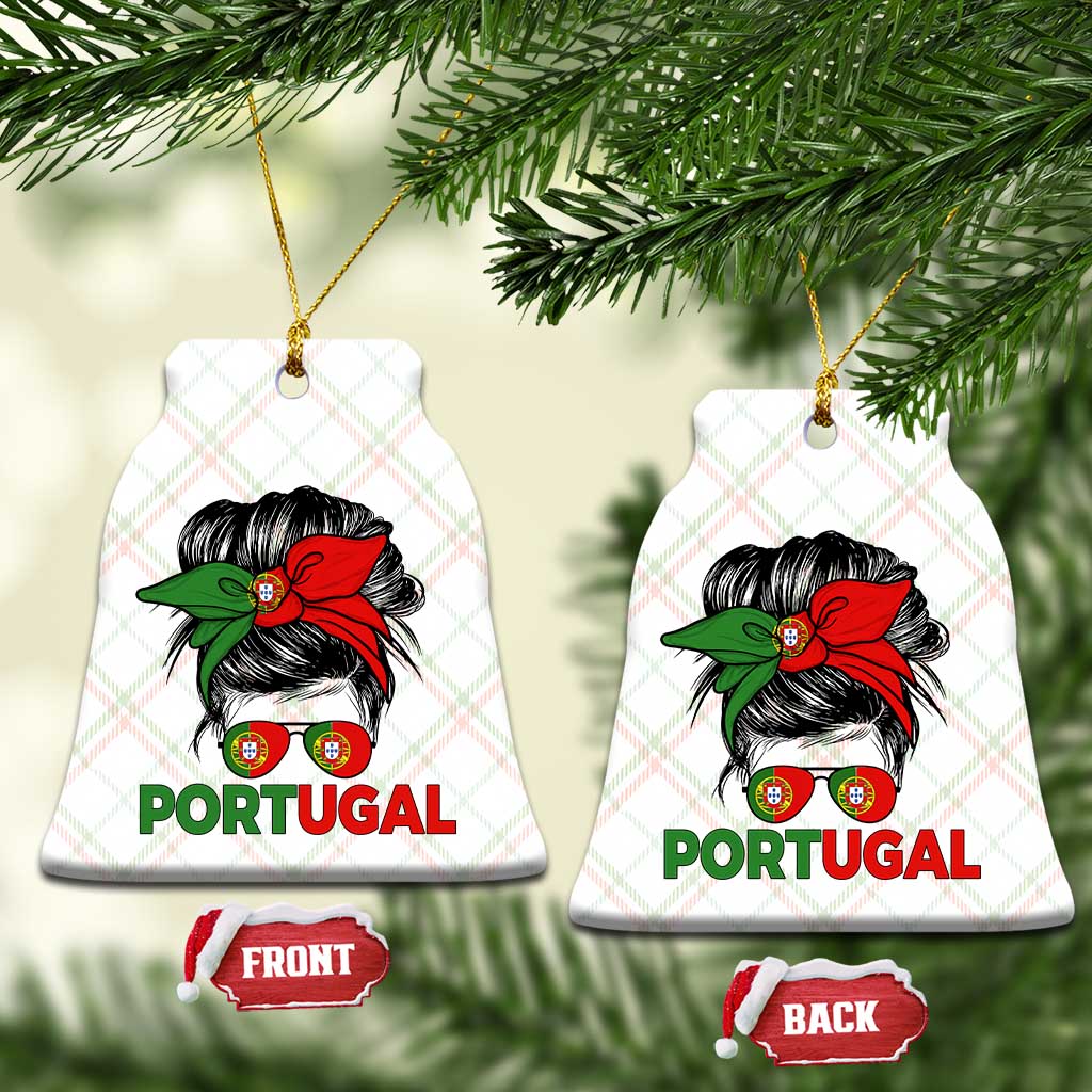 Portugal Messy Bun Girl Pride Portuguese Roots Ceramic Ornament