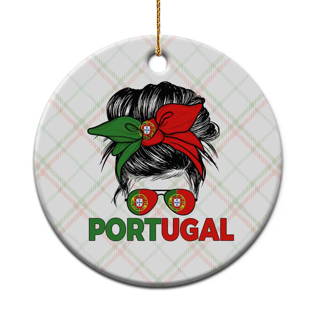 Portugal Messy Bun Girl Pride Portuguese Roots Ceramic Ornament