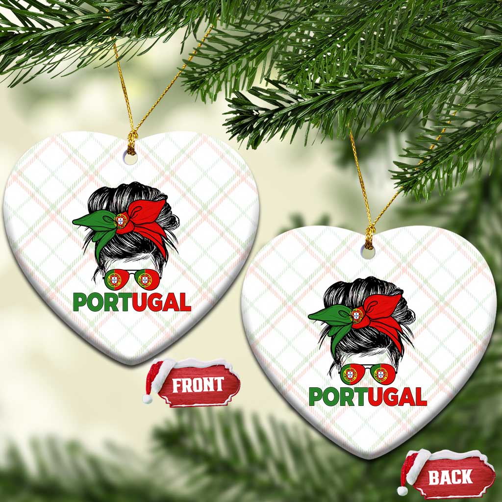 Portugal Messy Bun Girl Pride Portuguese Roots Ceramic Ornament
