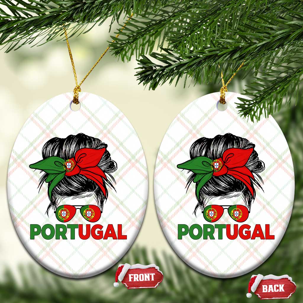 Portugal Messy Bun Girl Pride Portuguese Roots Ceramic Ornament
