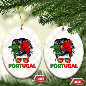 Portugal Messy Bun Girl Pride Portuguese Roots Ceramic Ornament