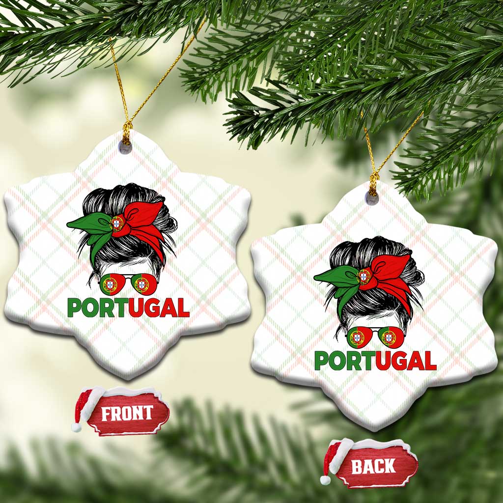 Portugal Messy Bun Girl Pride Portuguese Roots Ceramic Ornament