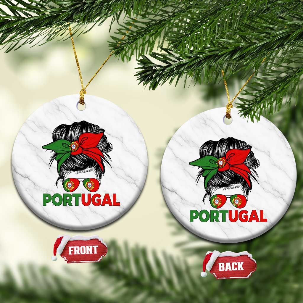 Portugal Messy Bun Girl Pride Portuguese Roots Ceramic Ornament TS11 1pc White Marble Print Your Wear