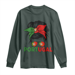 Portugal Messy Bun Girl Pride Portuguese Roots Long Sleeve Shirt