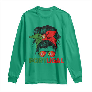 Portugal Messy Bun Girl Pride Portuguese Roots Long Sleeve Shirt
