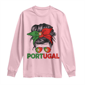 Portugal Messy Bun Girl Pride Portuguese Roots Long Sleeve Shirt