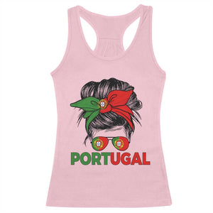 Portugal Messy Bun Girl Pride Portuguese Roots Racerback Tank Top