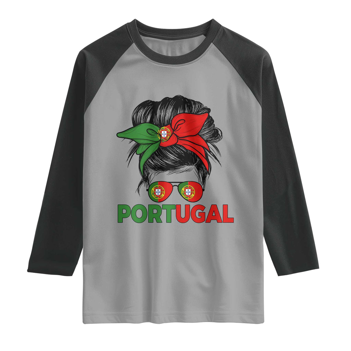 Portugal Messy Bun Girl Pride Portuguese Roots Raglan Shirt