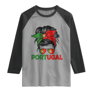 Portugal Messy Bun Girl Pride Portuguese Roots Raglan Shirt