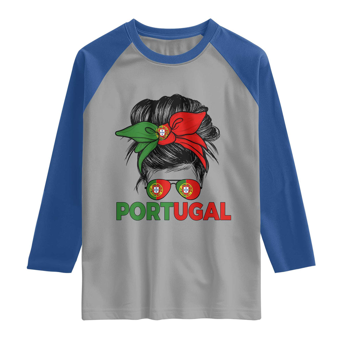 Portugal Messy Bun Girl Pride Portuguese Roots Raglan Shirt