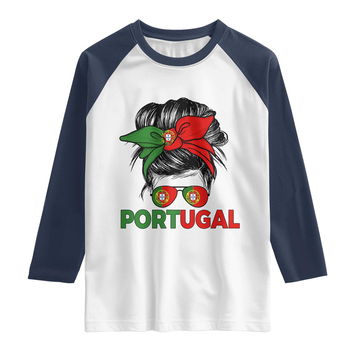 Portugal Messy Bun Girl Pride Portuguese Roots Raglan Shirt