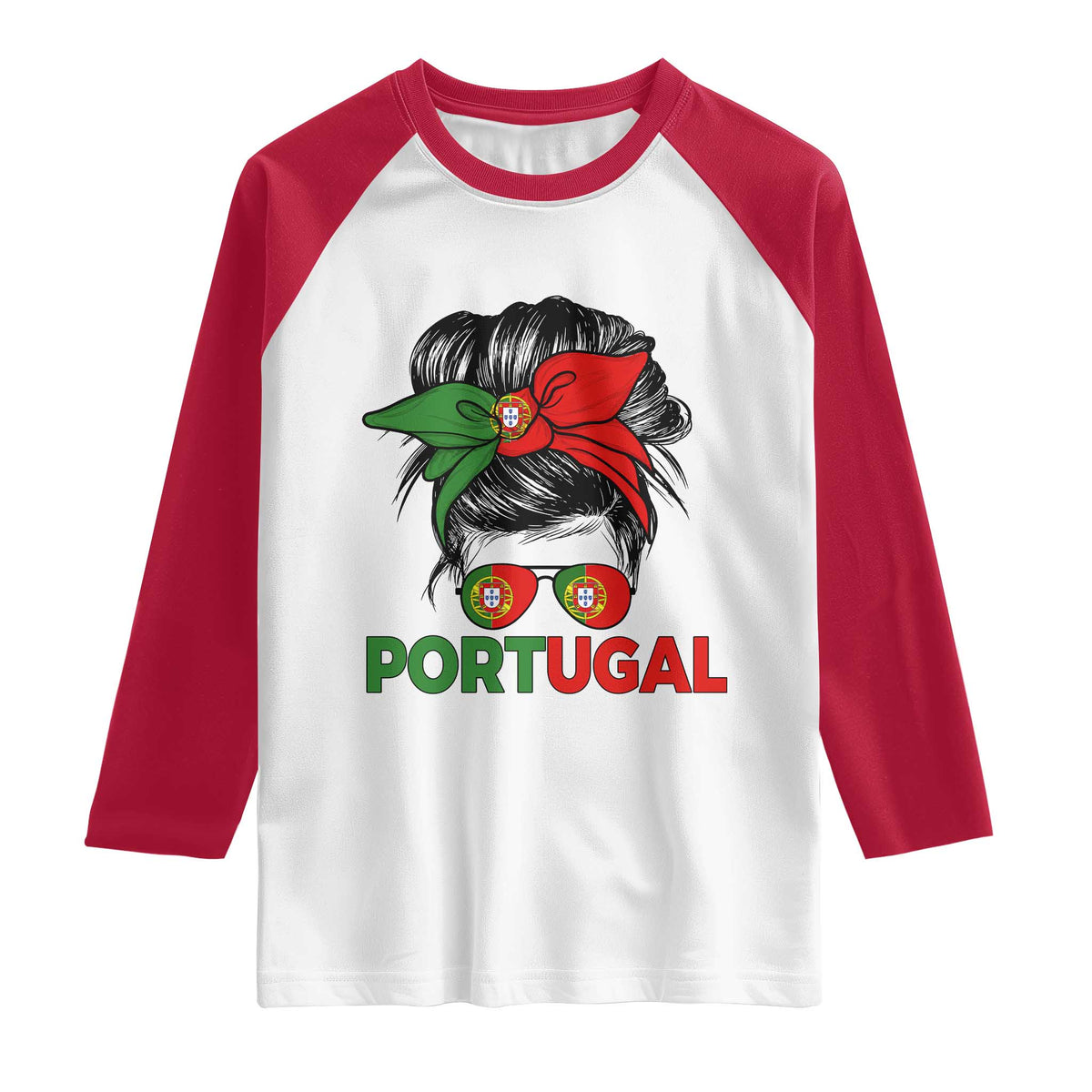 Portugal Messy Bun Girl Pride Portuguese Roots Raglan Shirt