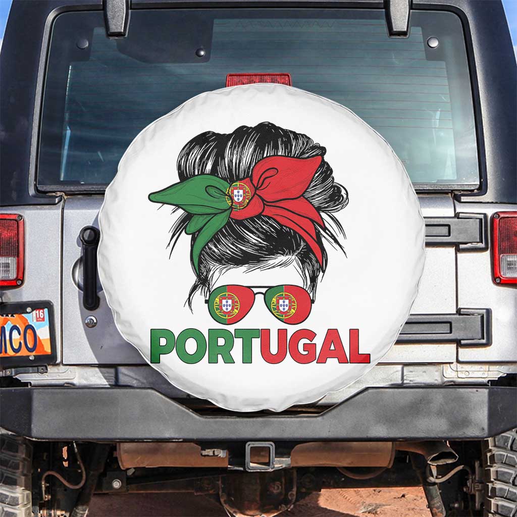 Portugal Messy Bun Girl Pride Portuguese Roots Spare Tire Cover