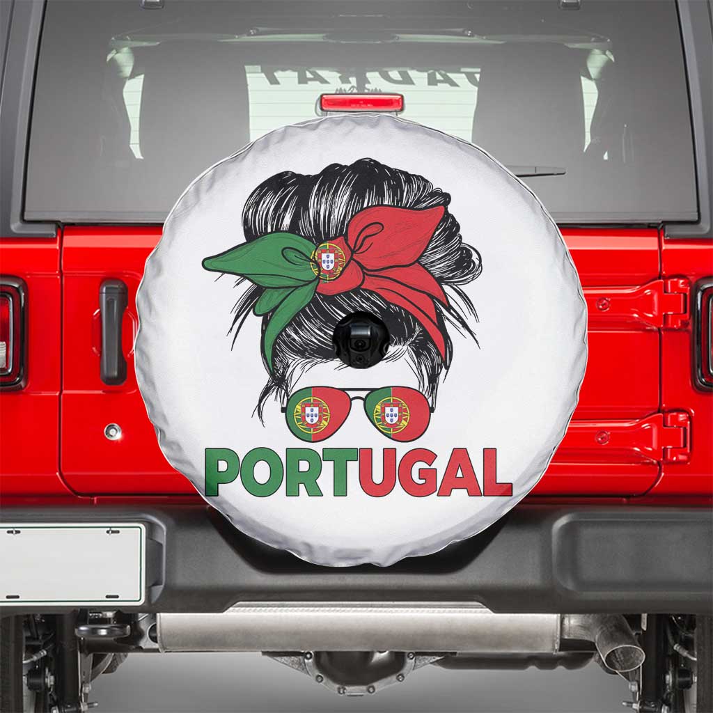 Portugal Messy Bun Girl Pride Portuguese Roots Spare Tire Cover