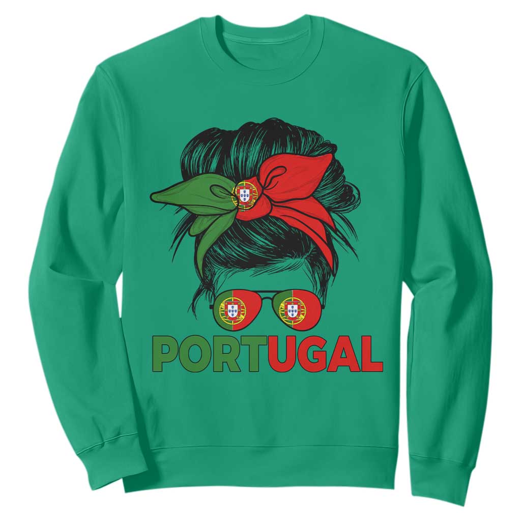 Portugal Messy Bun Girl Pride Portuguese Roots Sweatshirt