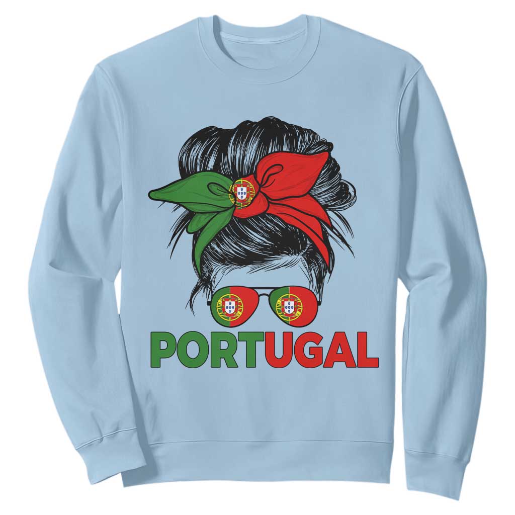 Portugal Messy Bun Girl Pride Portuguese Roots Sweatshirt