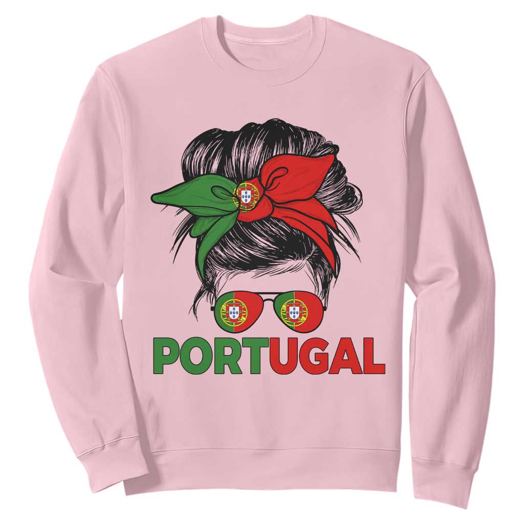 Portugal Messy Bun Girl Pride Portuguese Roots Sweatshirt