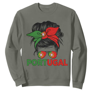Portugal Messy Bun Girl Pride Portuguese Roots Sweatshirt