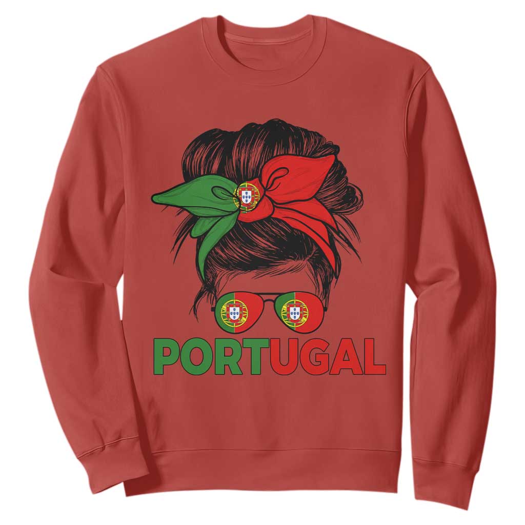 Portugal Messy Bun Girl Pride Portuguese Roots Sweatshirt