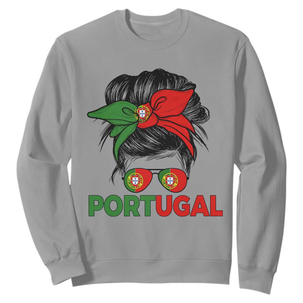 Portugal Messy Bun Girl Pride Portuguese Roots Sweatshirt