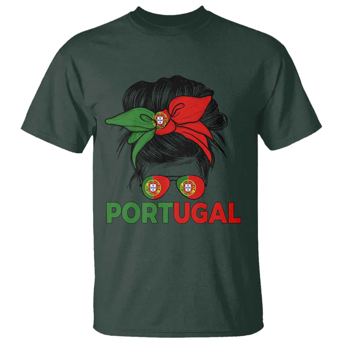 Portugal Messy Bun Girl Pride Portuguese Roots T Shirt