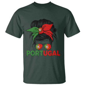 Portugal Messy Bun Girl Pride Portuguese Roots T Shirt