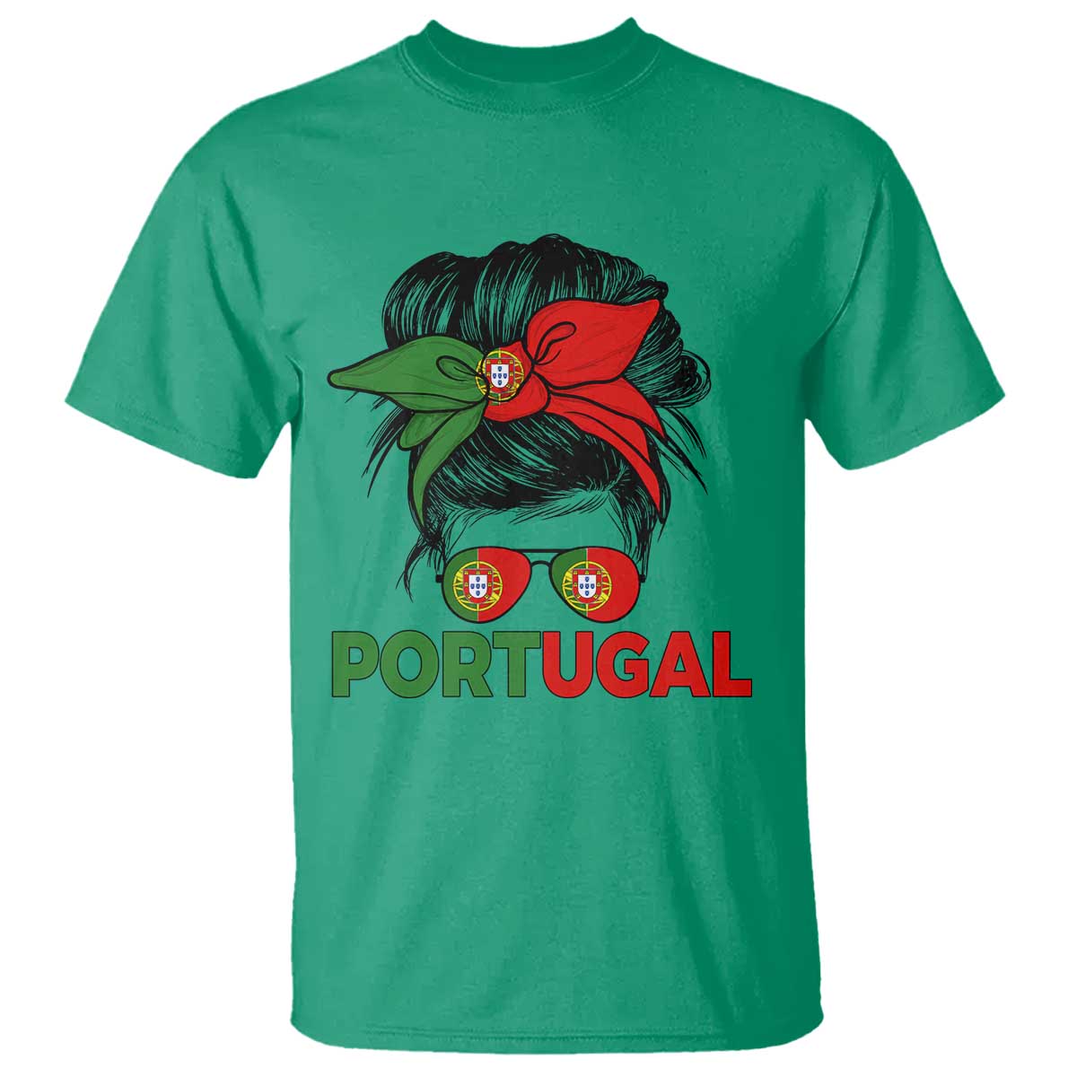 Portugal Messy Bun Girl Pride Portuguese Roots T Shirt