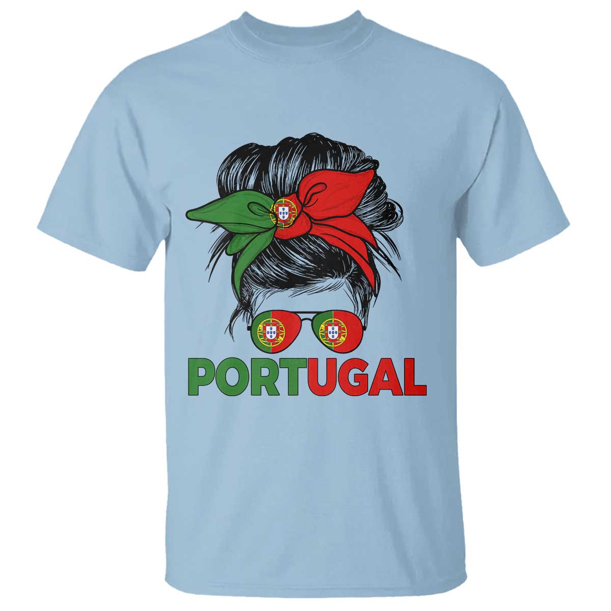 Portugal Messy Bun Girl Pride Portuguese Roots T Shirt
