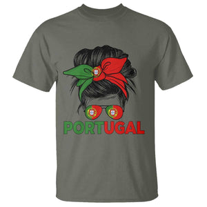 Portugal Messy Bun Girl Pride Portuguese Roots T Shirt