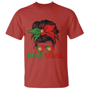 Portugal Messy Bun Girl Pride Portuguese Roots T Shirt