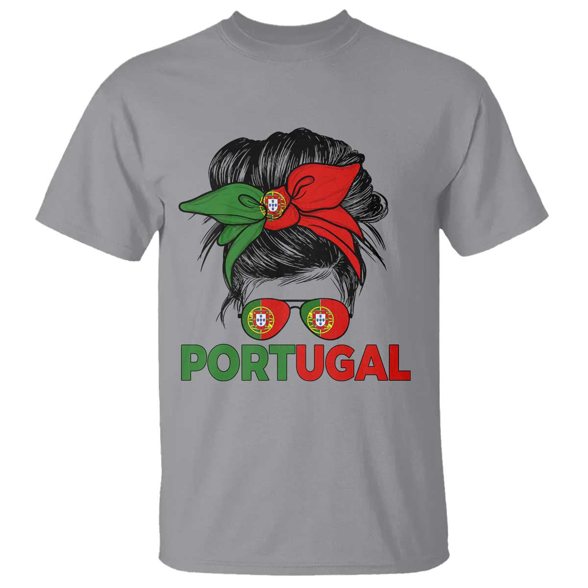 Portugal Messy Bun Girl Pride Portuguese Roots T Shirt
