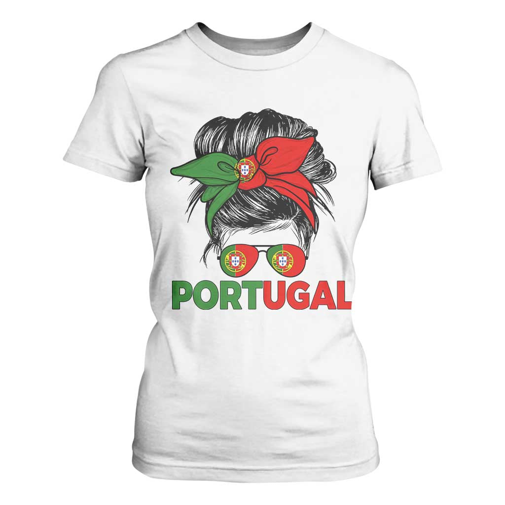 Portugal Messy Bun Girl Pride Portuguese Roots T Shirt For Women TS11 White Print Your Wear